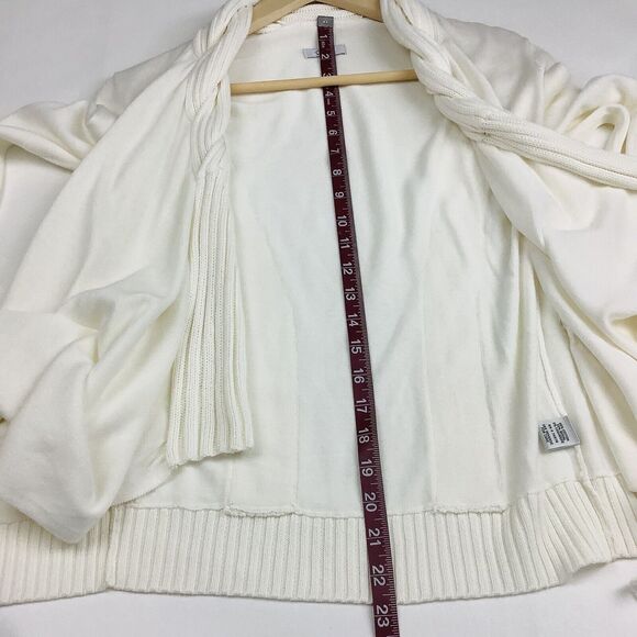 Cache Open Front Cardigan Sweater Cotton Modal Cashmere Women's XS Ivory Cream - Picture 10 of 10